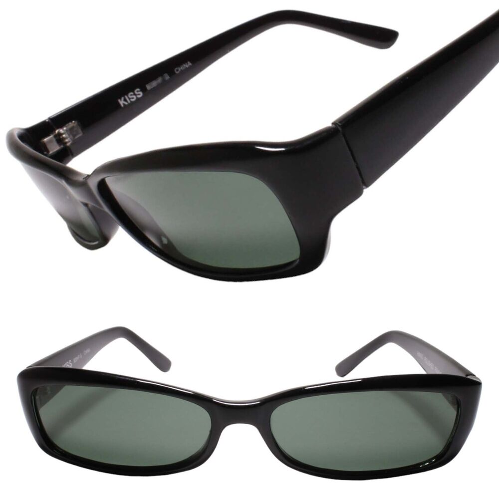 Urban Style 90s Y2K Rare True Vintage Narrow Rectangle Black Frame Sunglasses